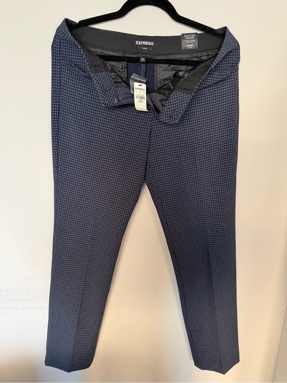 Express Editor Slim Pants in Navy Micro-Check